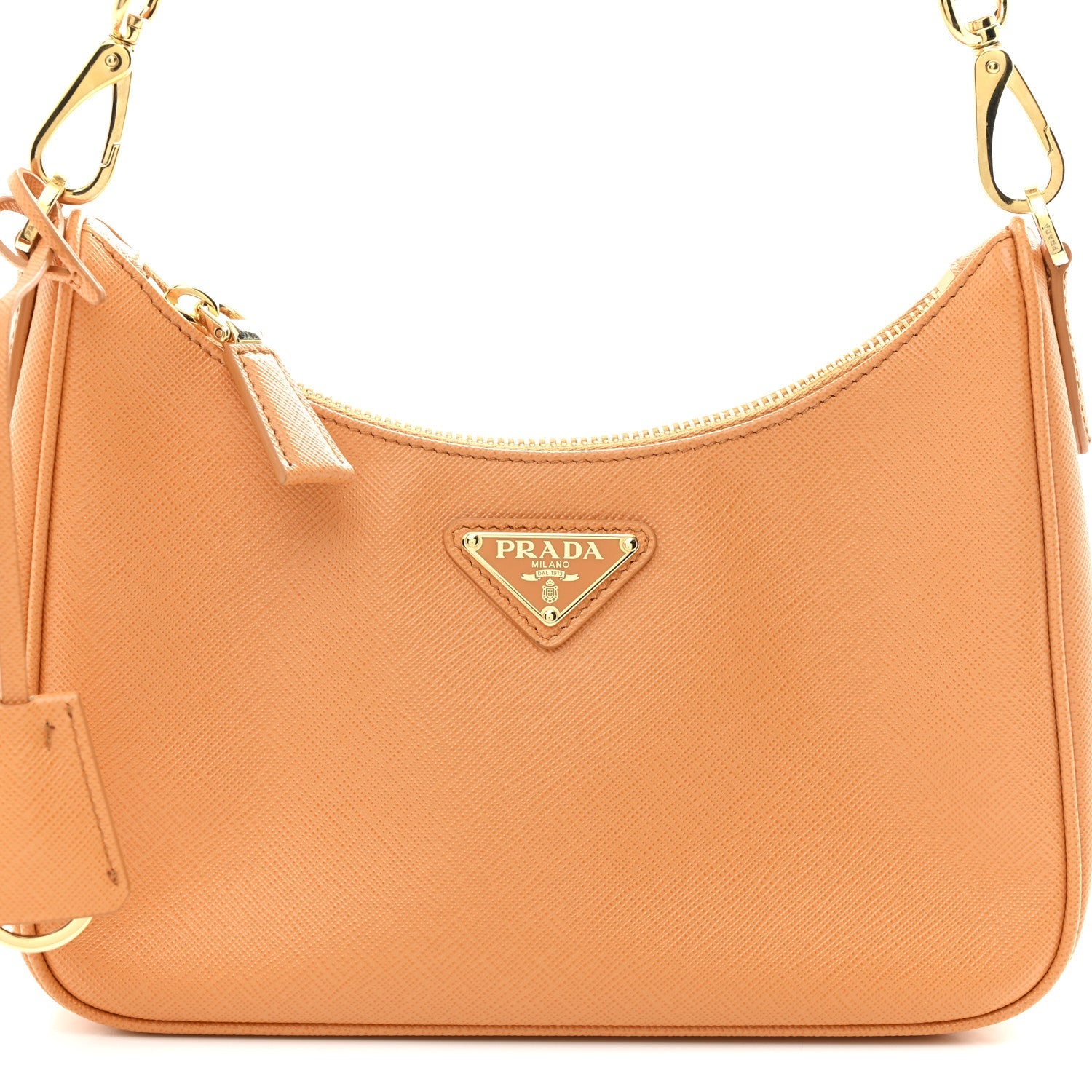 Prada Saffiano Lux Mini Re-Edition Shoulder Bag Arancio