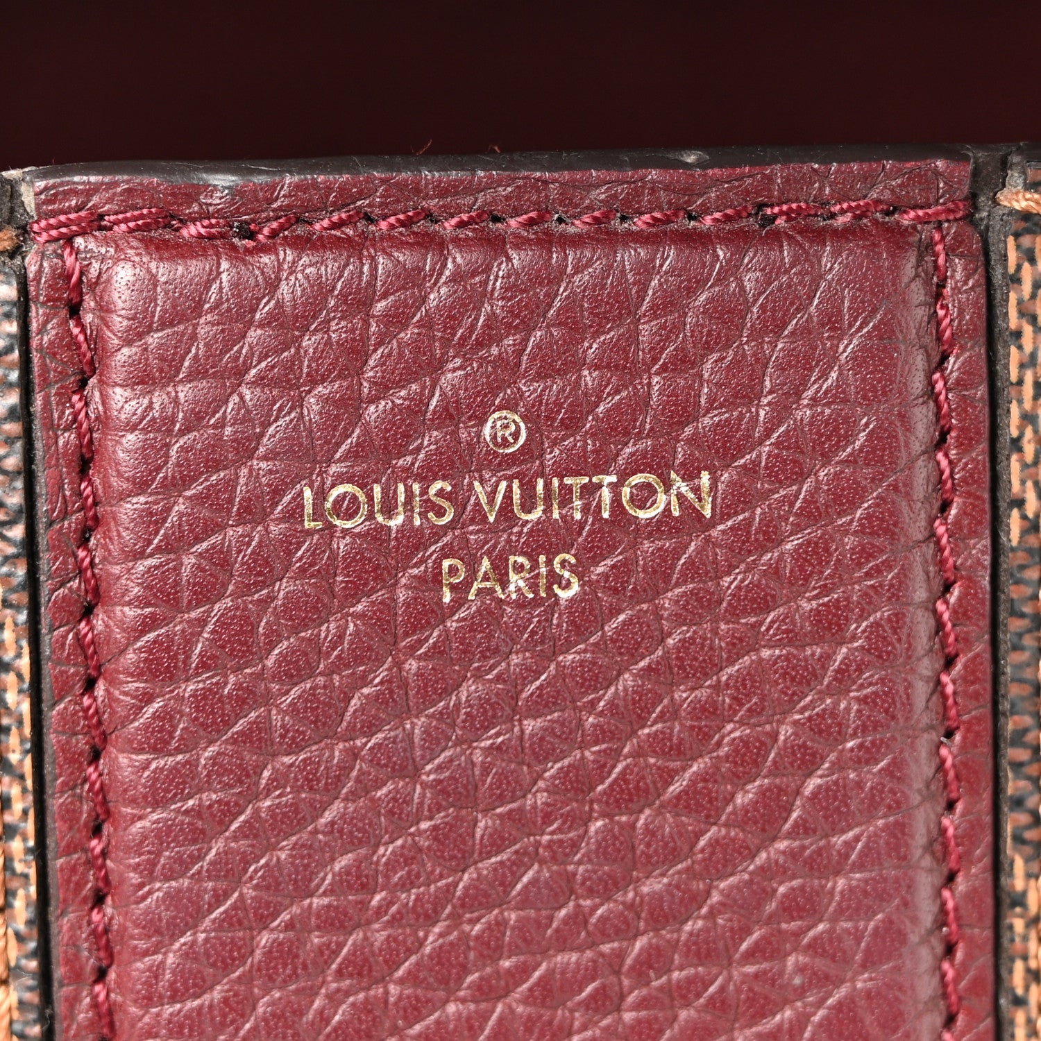 Louis Vuitton Damier Ebene Cuir Taurillon Wight Bordeaux