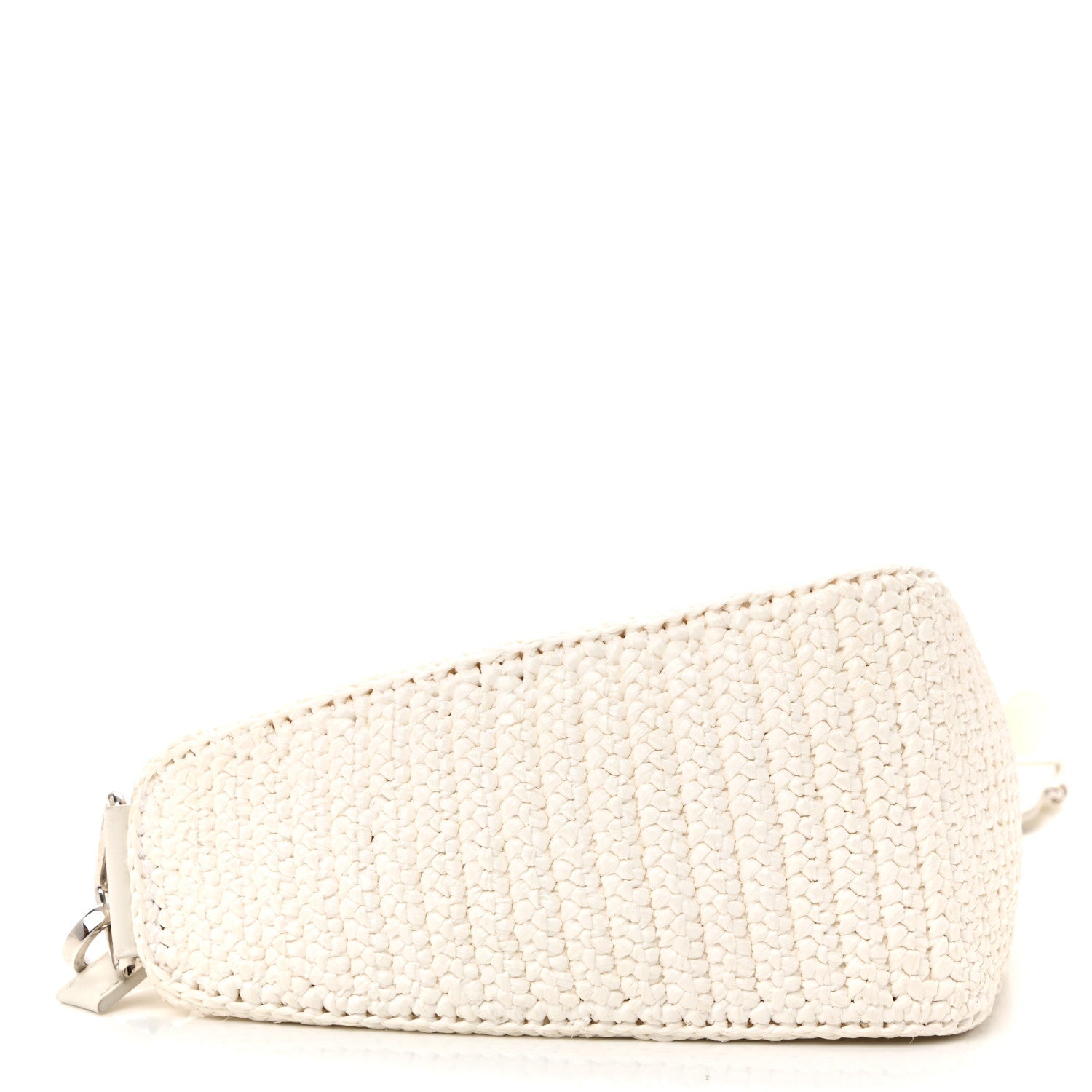 Prada Yarn Raffia Effect Crochet Triangle Shoulder Bag White