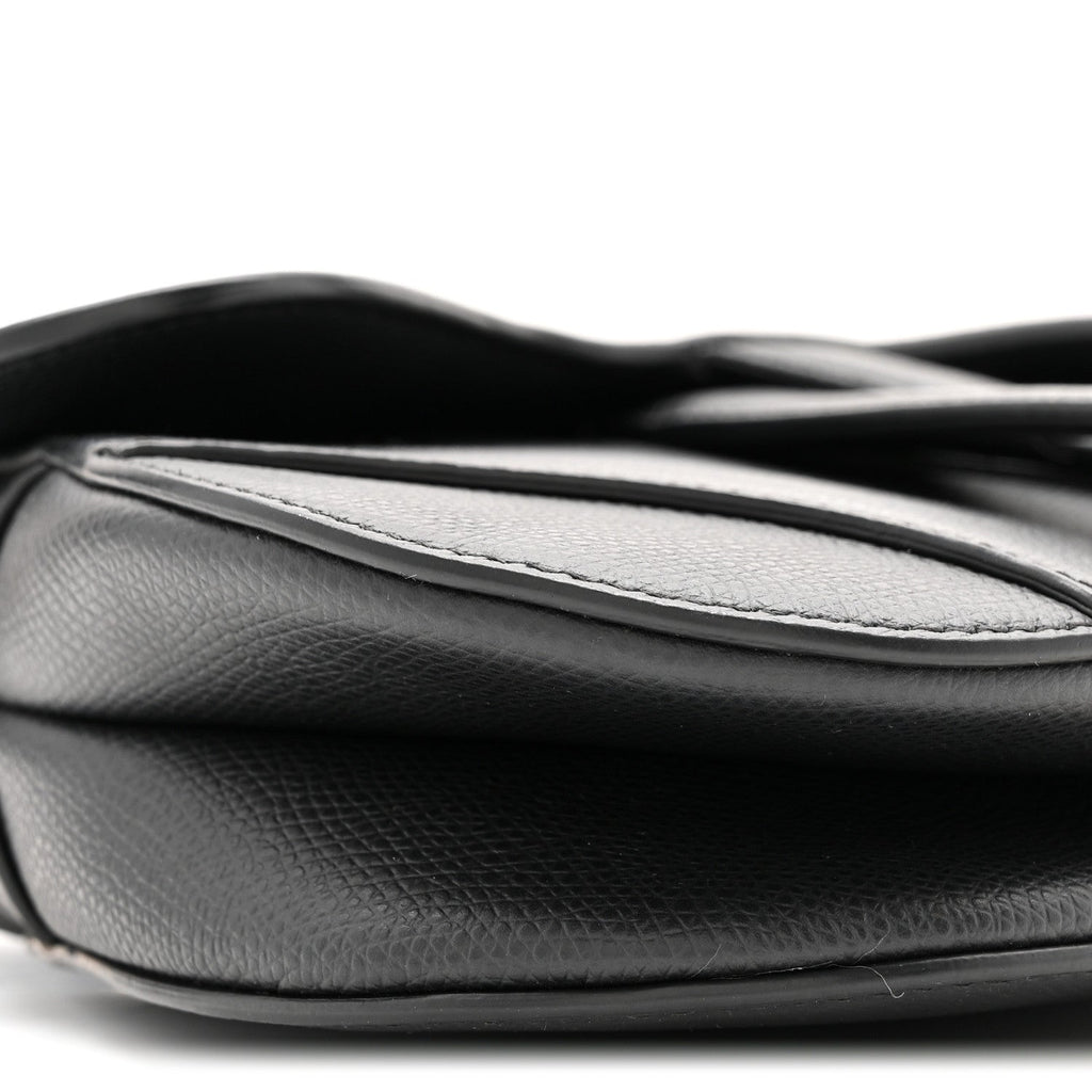 Christian Dior Grained Calfskin Mini Saddle Bag Black