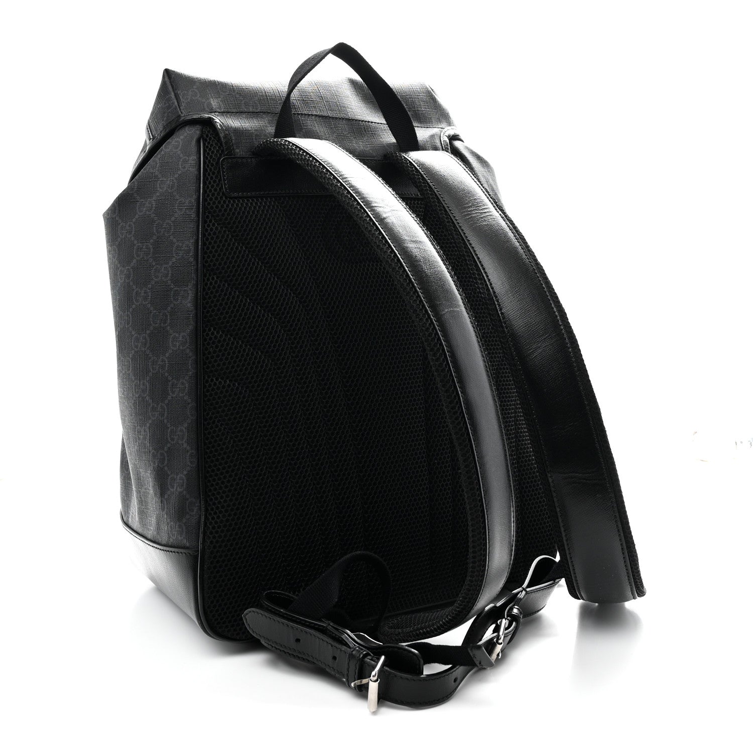 Gucci GG Supreme Monogram Azalea Calfskin Medium Retro Interlocking G Backpack Black