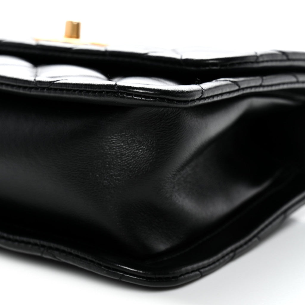 Chanel Shiny Lambskin Quilted Mini Flap Black