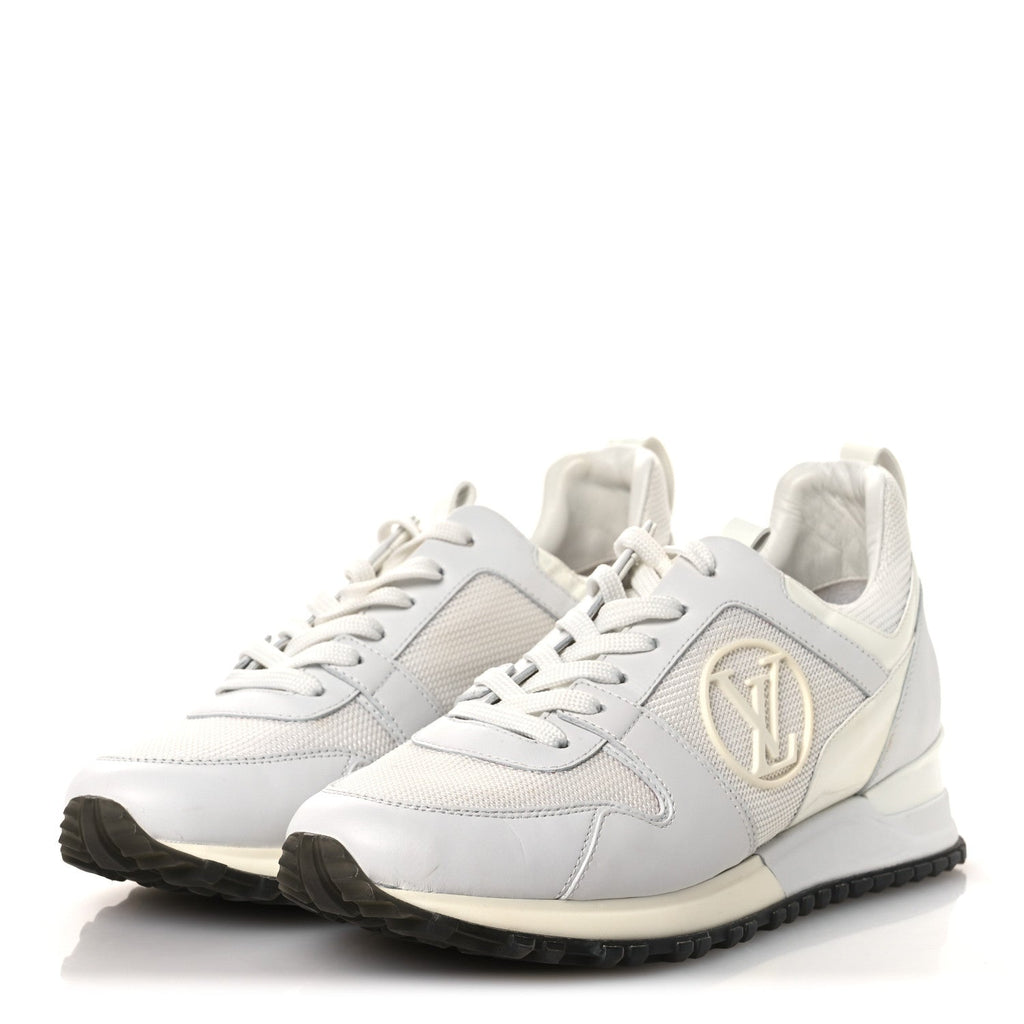 Louis Vuitton Calfskin Mesh Run Away Sneakers 37.5 White