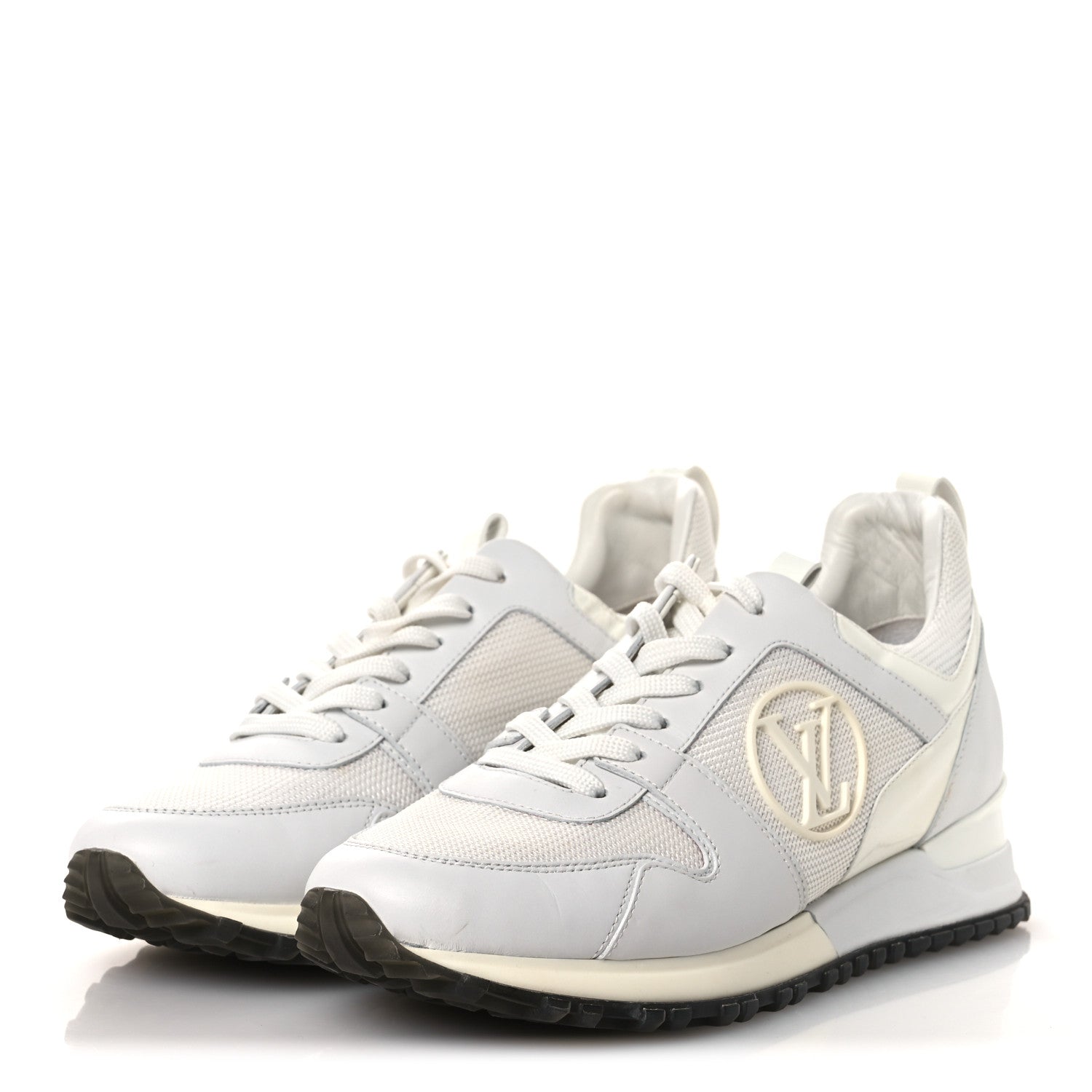 Louis Vuitton Calfskin Mesh Run Away Sneakers 37.5 White