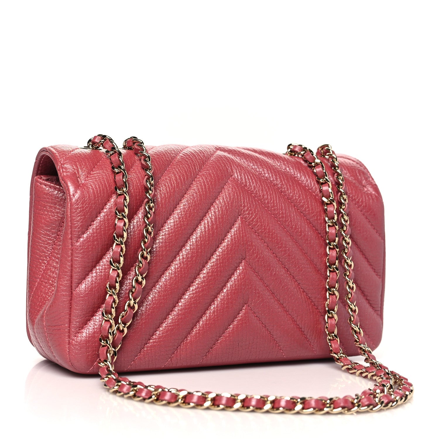 Chanel Calfskin Chevron Quilted Mini Statement Flap Pink