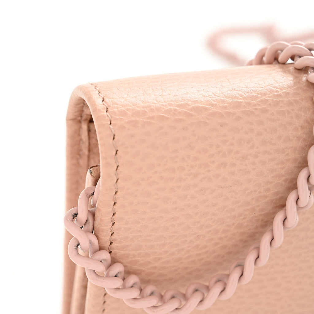 Gucci Dollar Calfskin Enamel Monochrome Mini GG Marmont Chain Wallet Perfect Pink