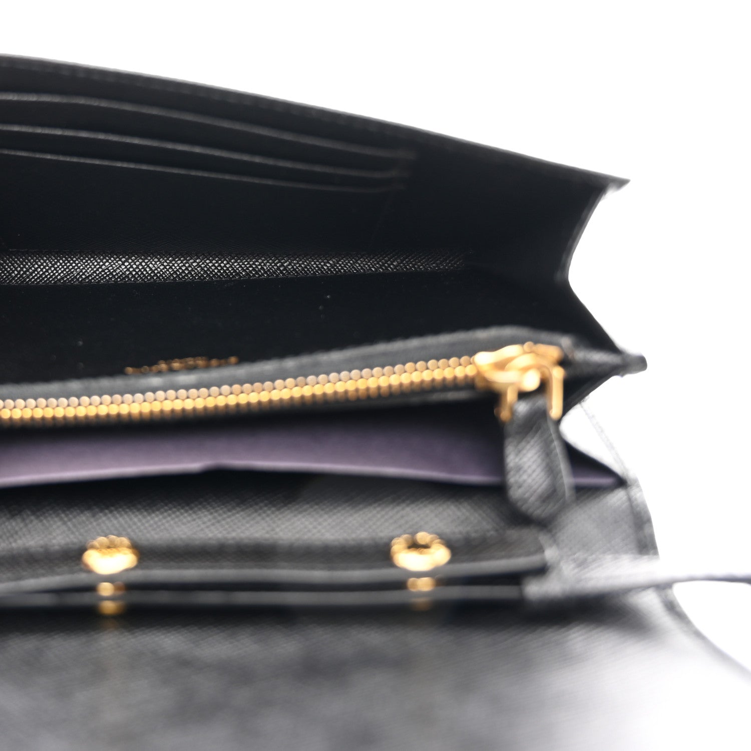 Prada Saffiano Metal Flap Wallet With Strap Black