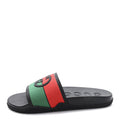 Gucci Rubber Web Womens Interlocking G Slide Sandals 40 Black Green Red