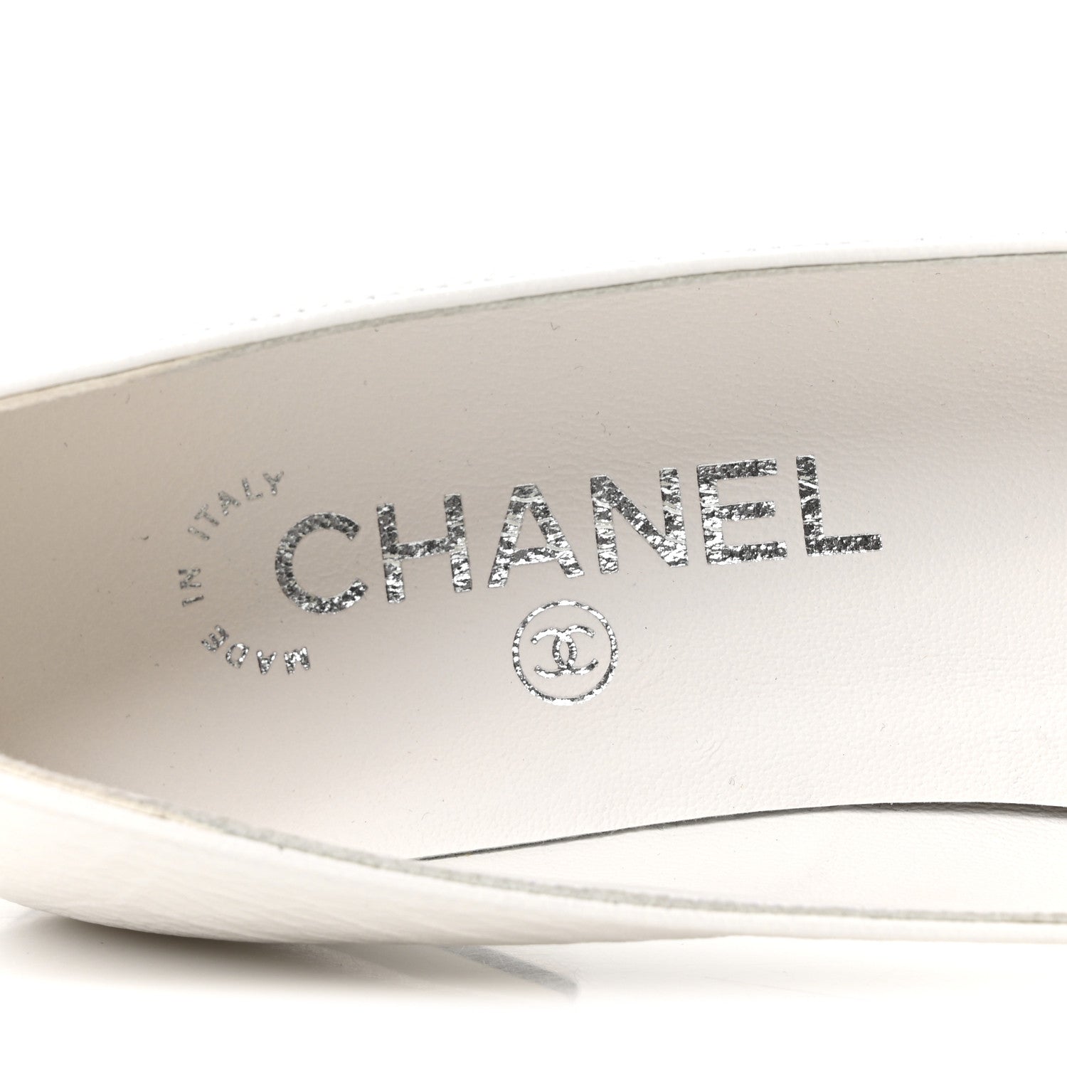 Chanel Shiny Lambskin Grosgrain Pearl Mary Janes Flats 37.5 White Black