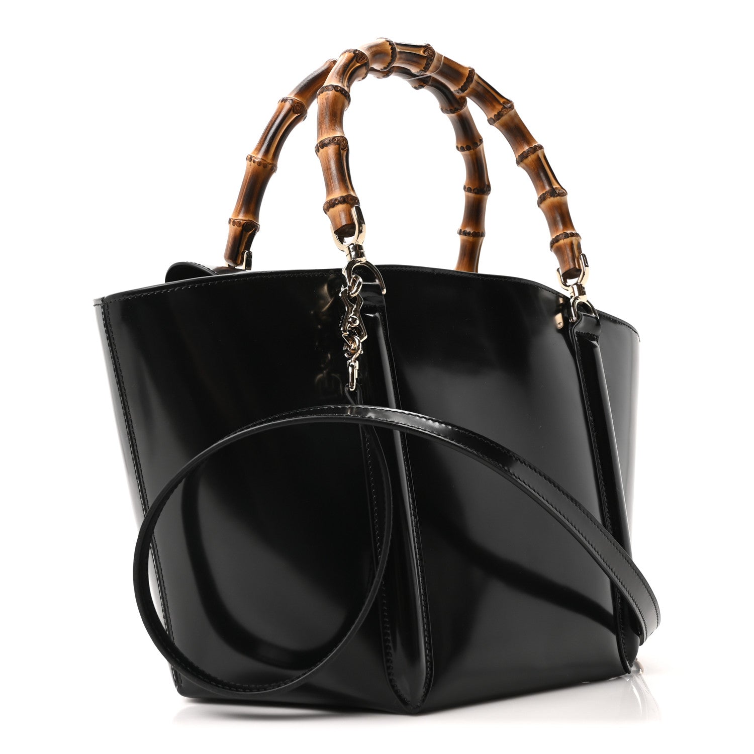 Gucci Spice Lux Nappa Bamboo Basket Bag Black