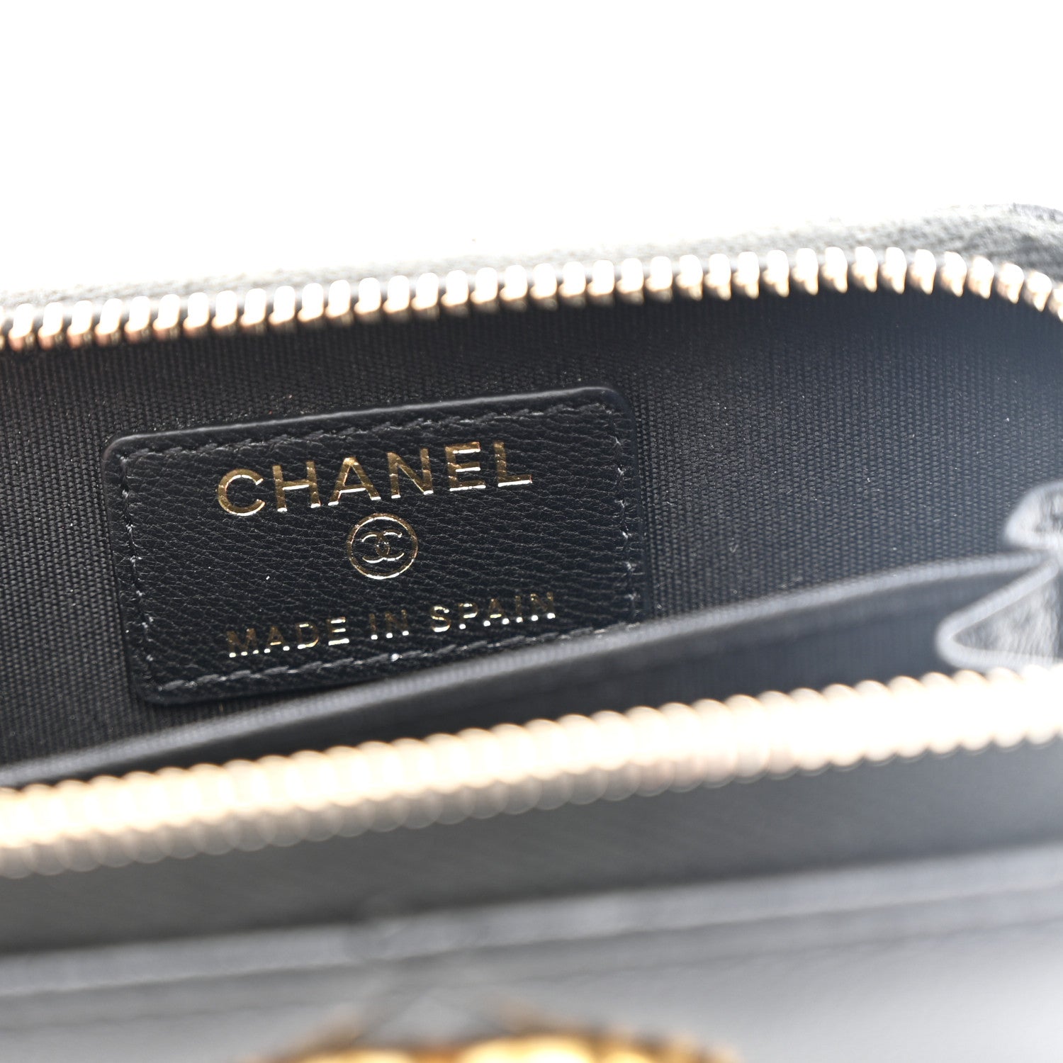 Lambskin Quilted Chanel 19 Zip Around Coin Purse Wallet Black