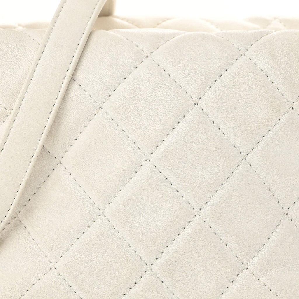 Chanel Lambskin Quilted Small Perfect Meeting Hobo White