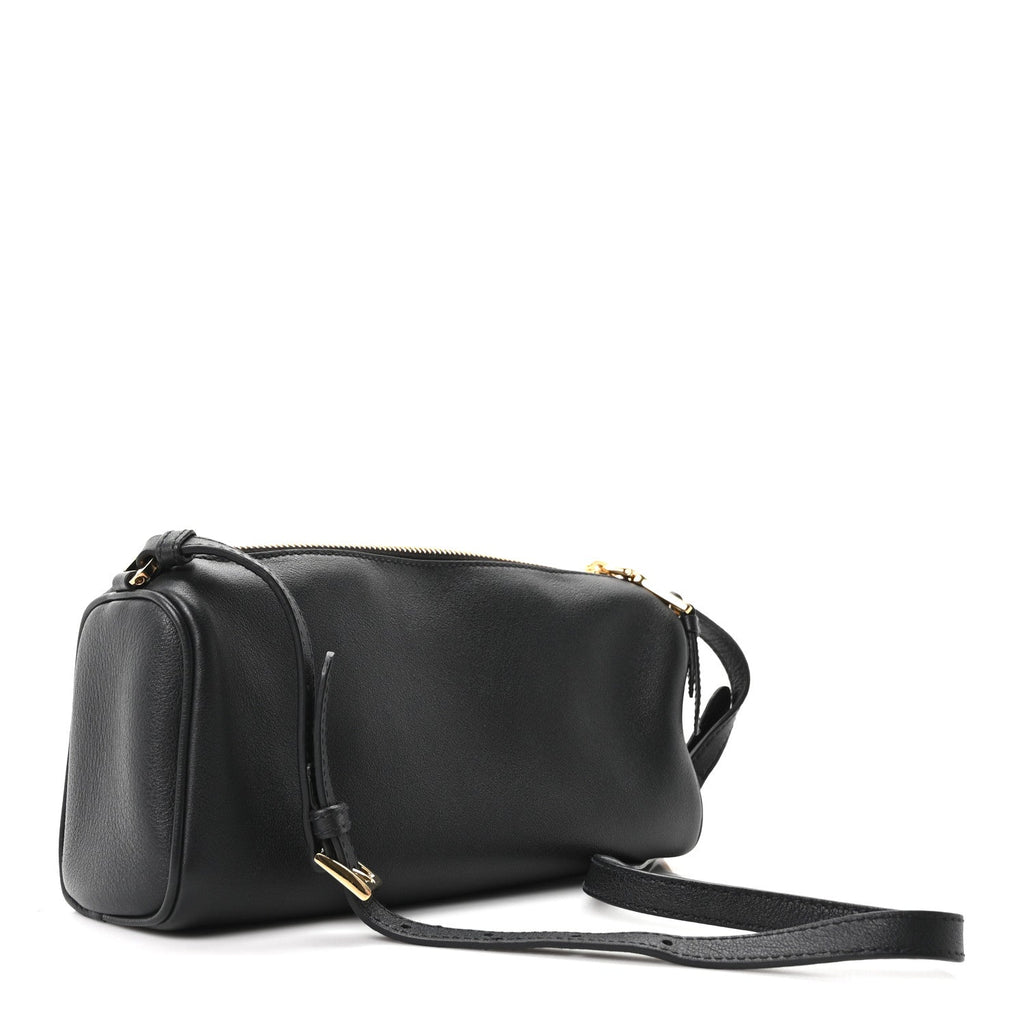 Prada Calfskin Triangle Pouch Shoulder Bag Black