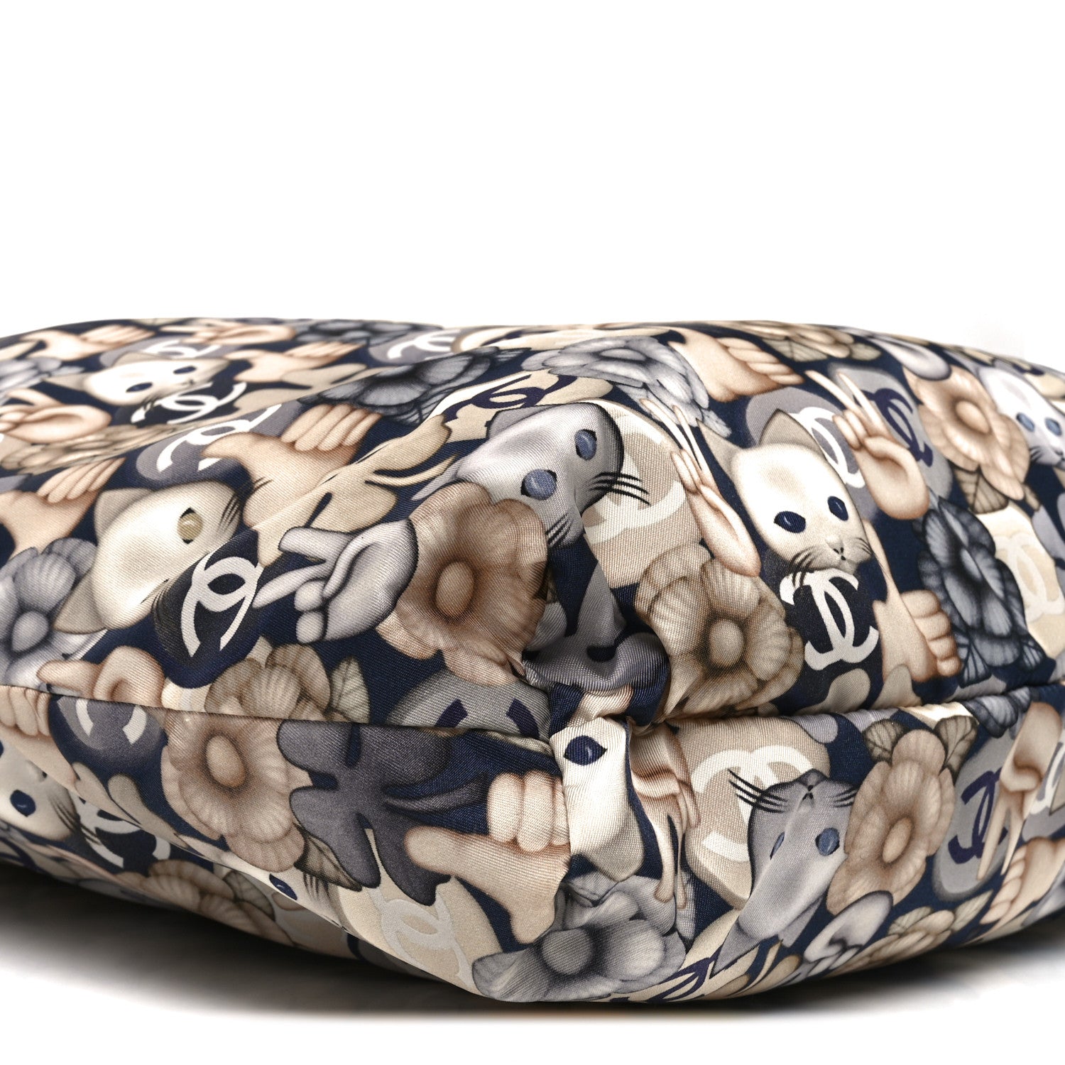 Chanel Nylon Cat Emoticon Tote Navy Silver