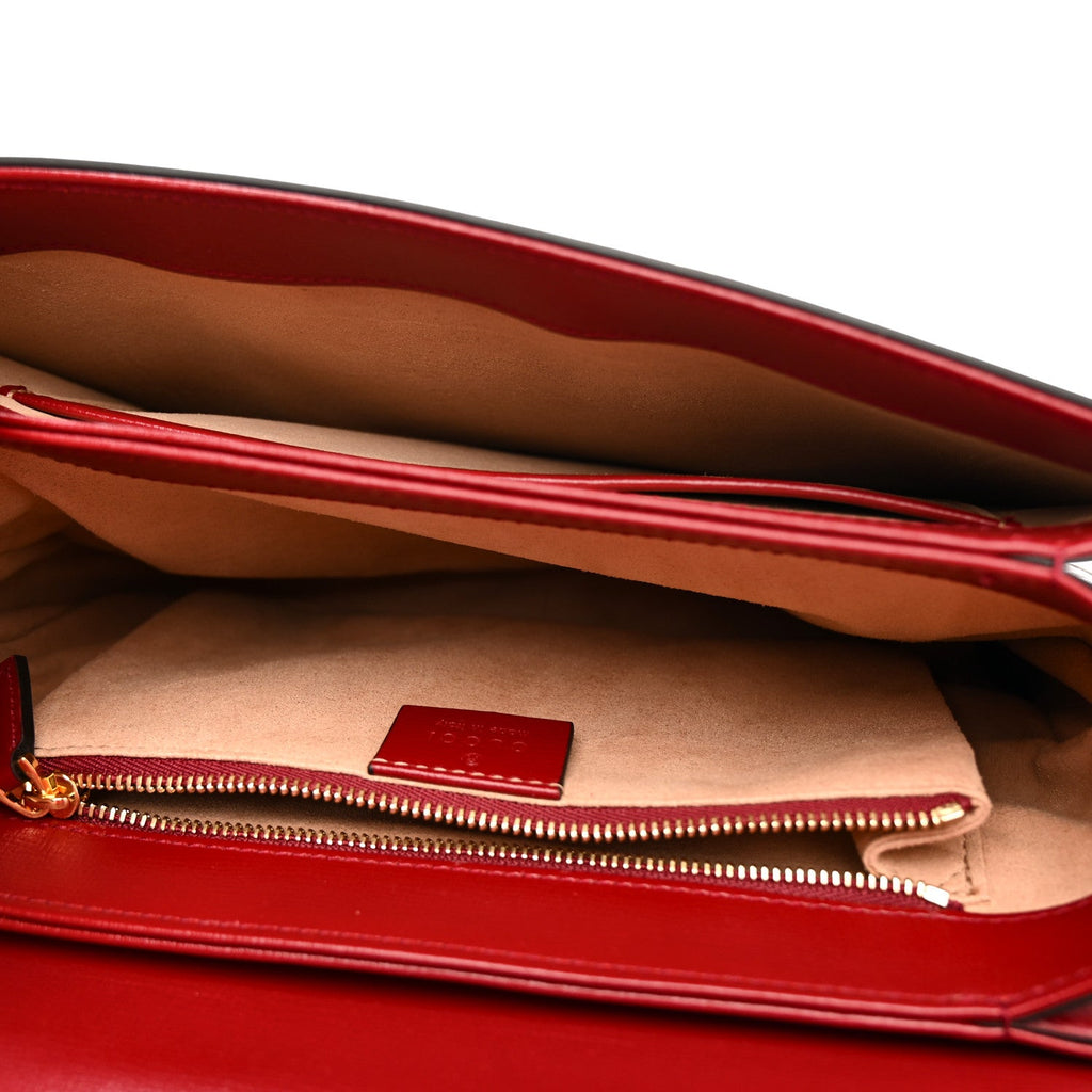 Gucci GG Supreme Monogram Azalea Calfskin Horsebit 1955 Shoulder Bag Beige Ebony New Cherry Red