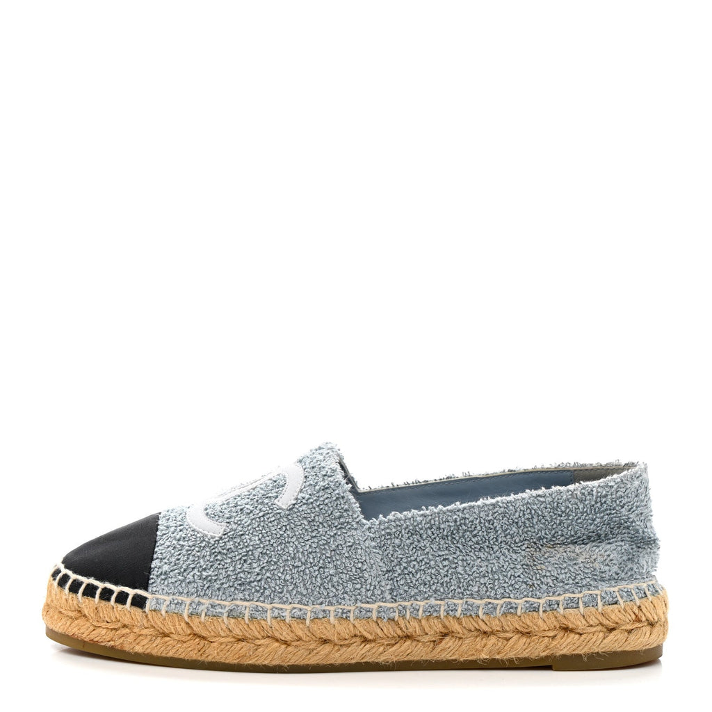 Fabric Grosgrain CC Espadrilles 38 Blue Light Gray Black