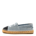 Fabric Grosgrain CC Espadrilles 38 Blue Light Gray Black