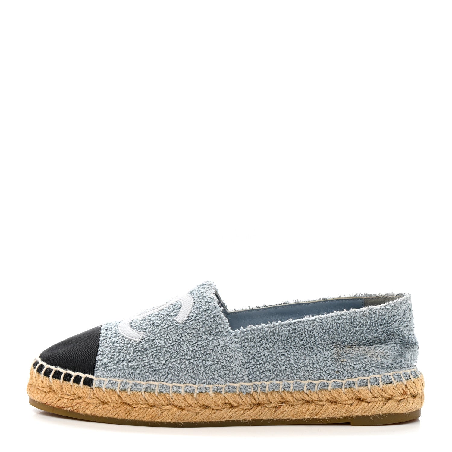 Fabric Grosgrain CC Espadrilles 38 Blue Light Gray Black