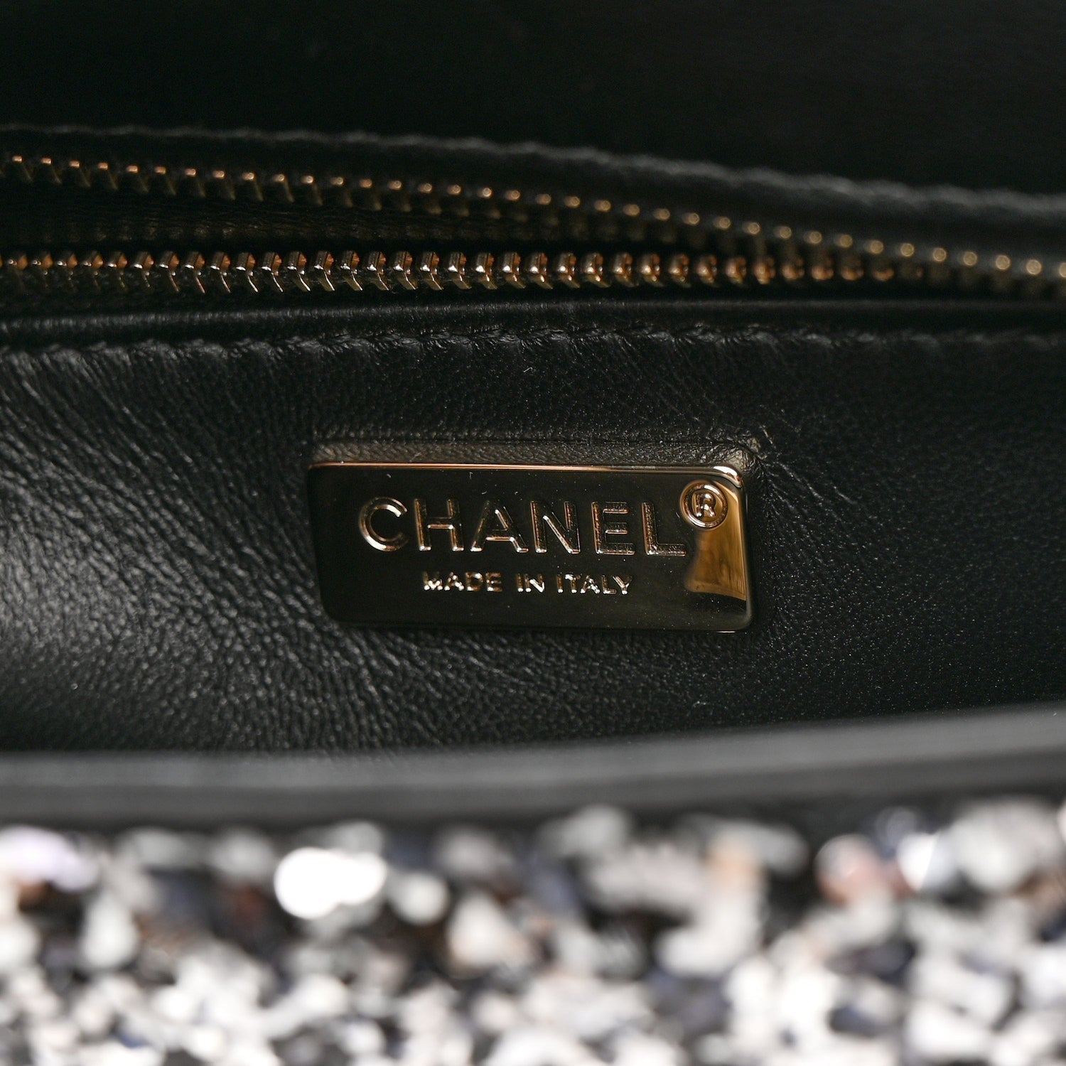 Chanel Sequin Quilted Small Single Flap Black White Grey