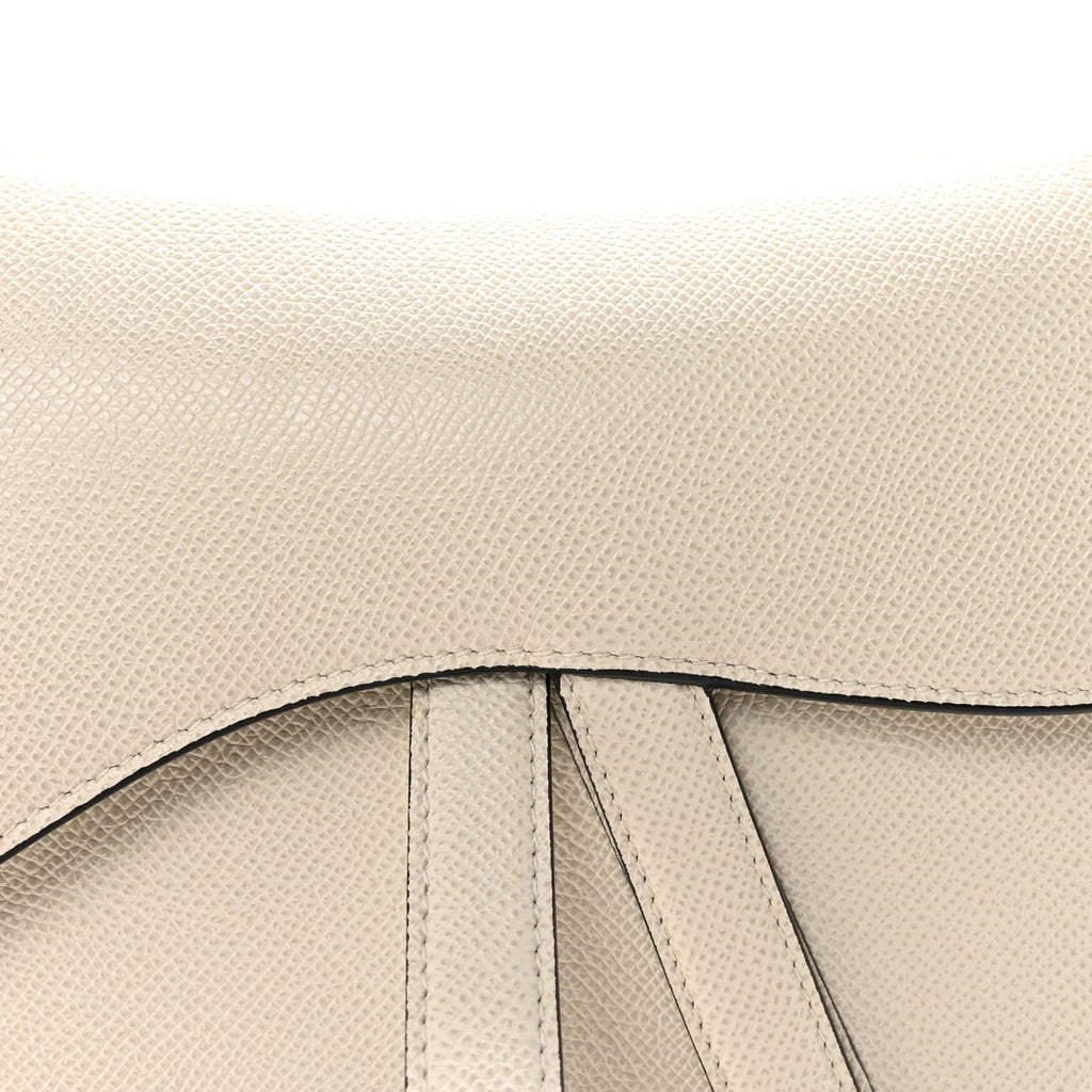 Christian Dior Grained Calfskin Saddle Bag White