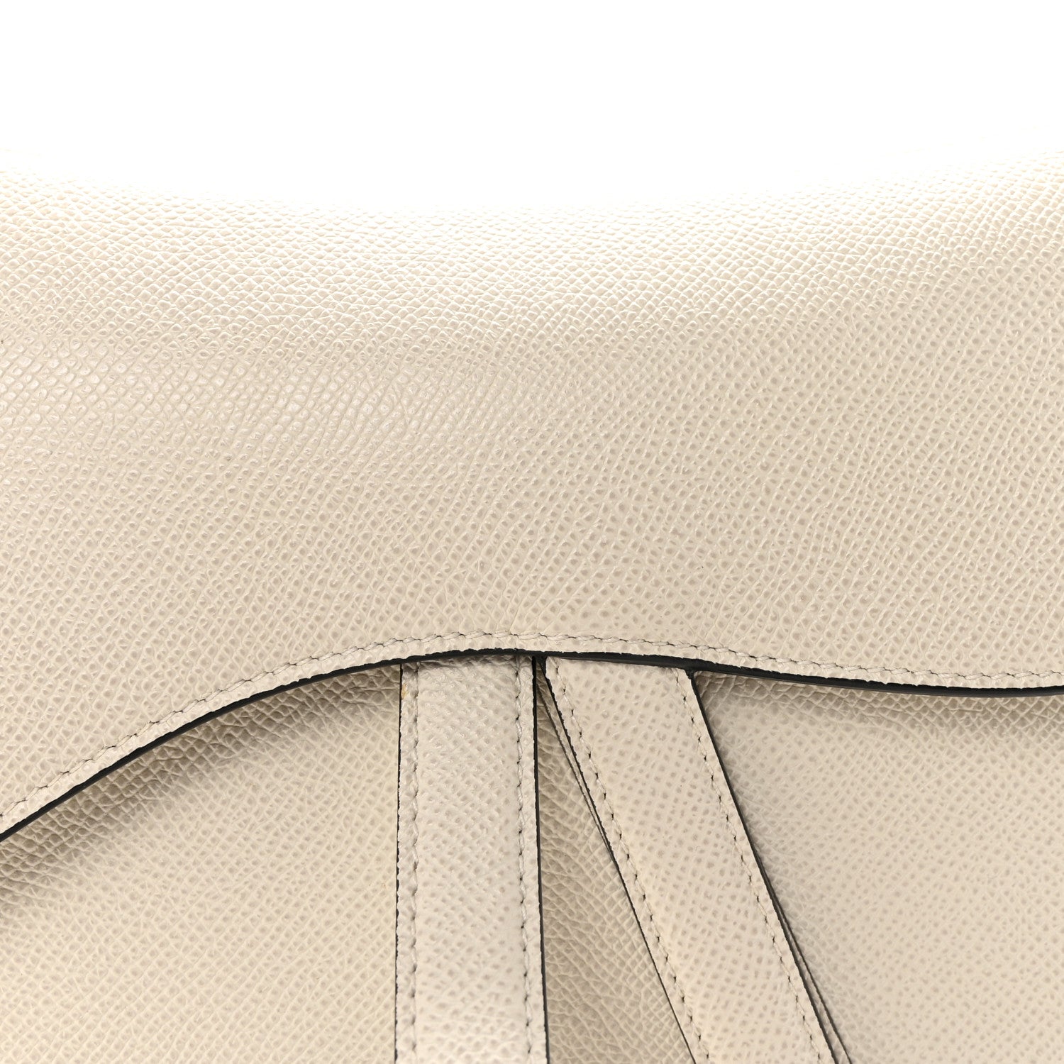 Christian Dior Grained Calfskin Saddle Bag White