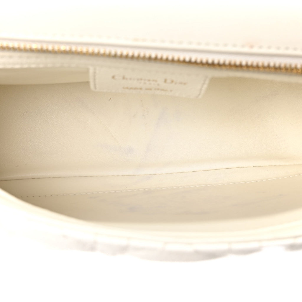 Christian Dior Supple Calfskin Cannage Medium Caro Bag Ivory
