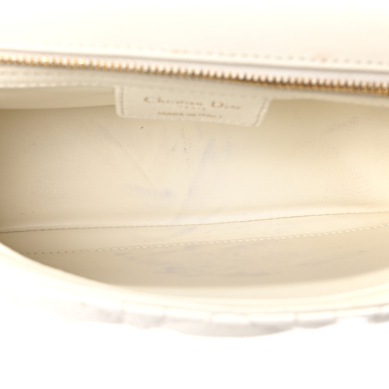 Christian Dior Supple Calfskin Cannage Medium Caro Bag Ivory