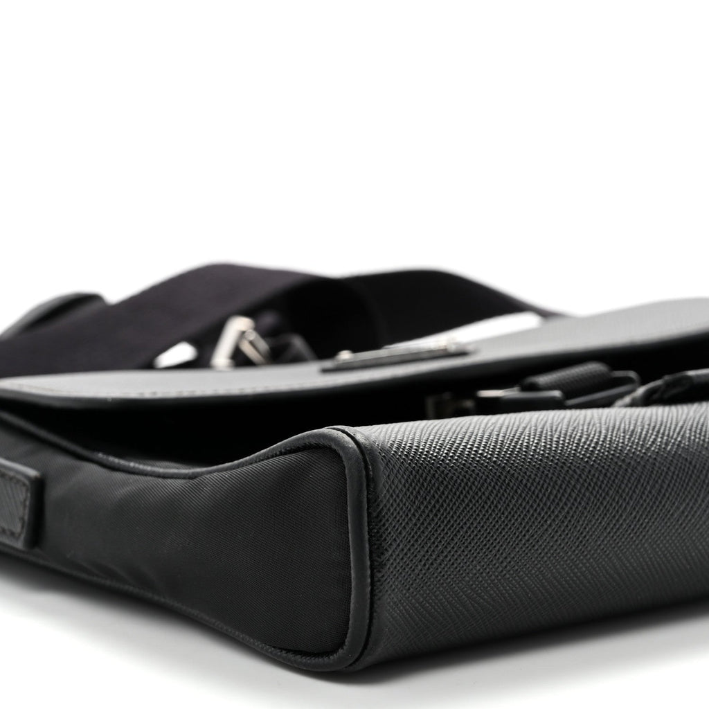 Prada Re-Nylon Saffiano Triangle Shoulder Bag Black