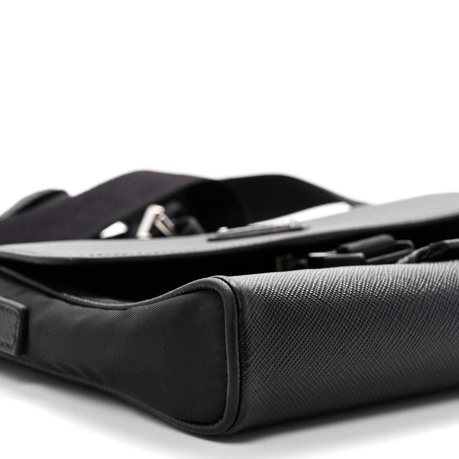 Prada Re-Nylon Saffiano Triangle Shoulder Bag Black