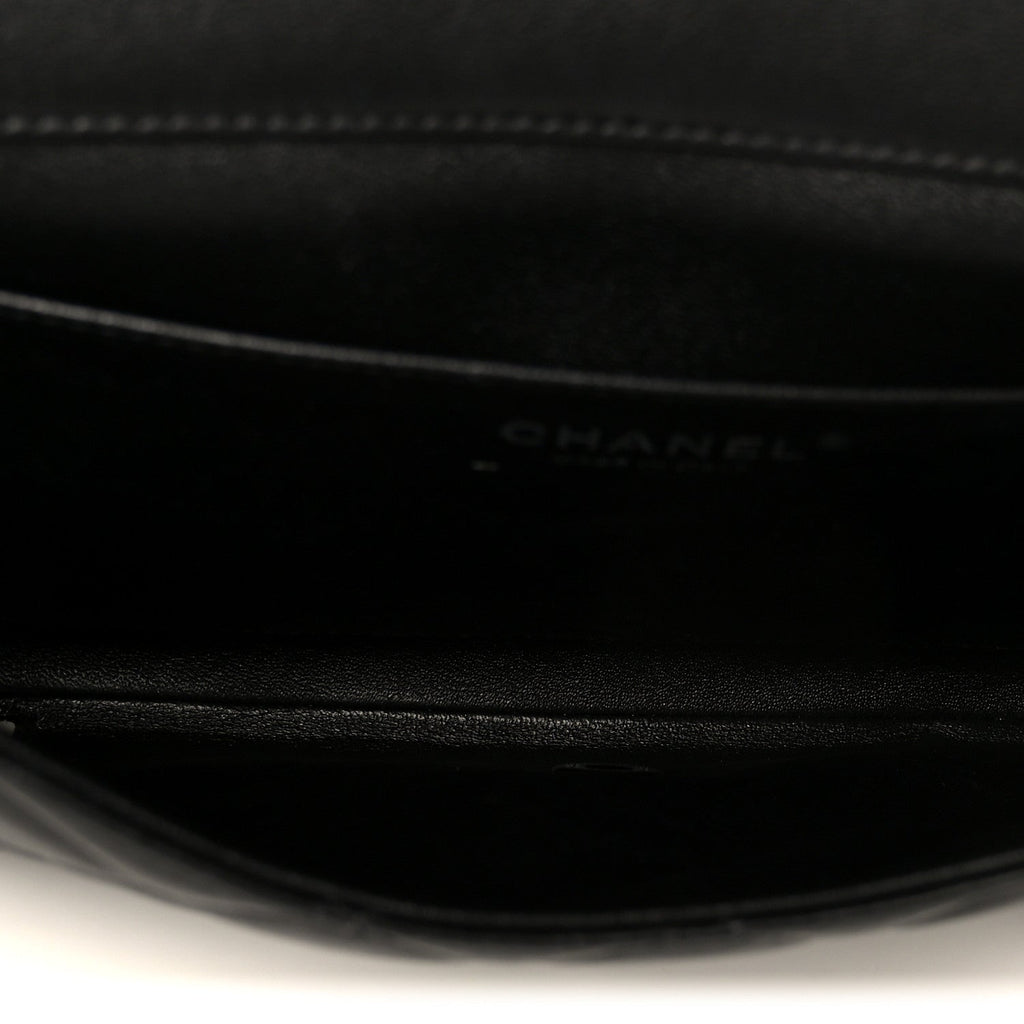 Chanel Lambskin Quilted Clutch With Chain Flap Black