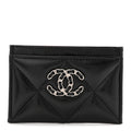 Lambskin Quilted Chanel 19 Card Holder Black
