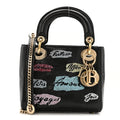 Christian Dior Calfskin Beaded Mini Lady Dior Black