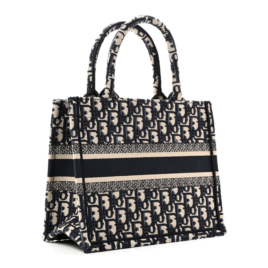 Christian Dior Oblique Small Book Tote Blue Multicolor