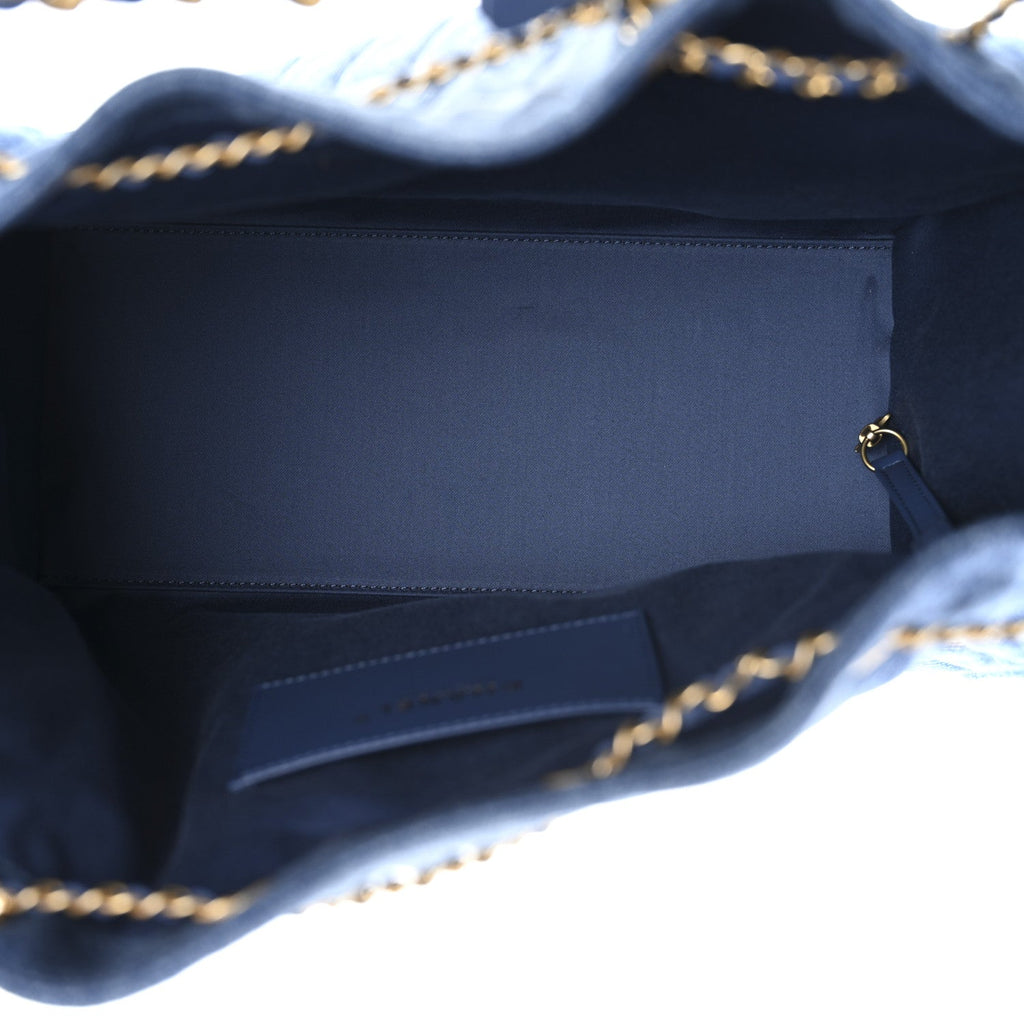 Chanel Washed Denim Quilted Medium Chanel 25 Handbag Blue