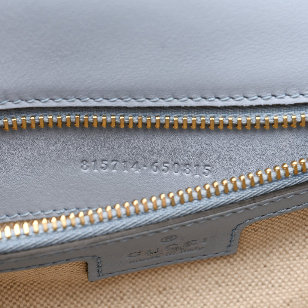 Gucci Roxy Calfskin Medium Blondie Top Handle Bag Cloudy Blue