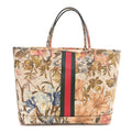 Gucci GG Supreme Monogram Water Flora Web Large Ophidia Tote Beige White Multicolor