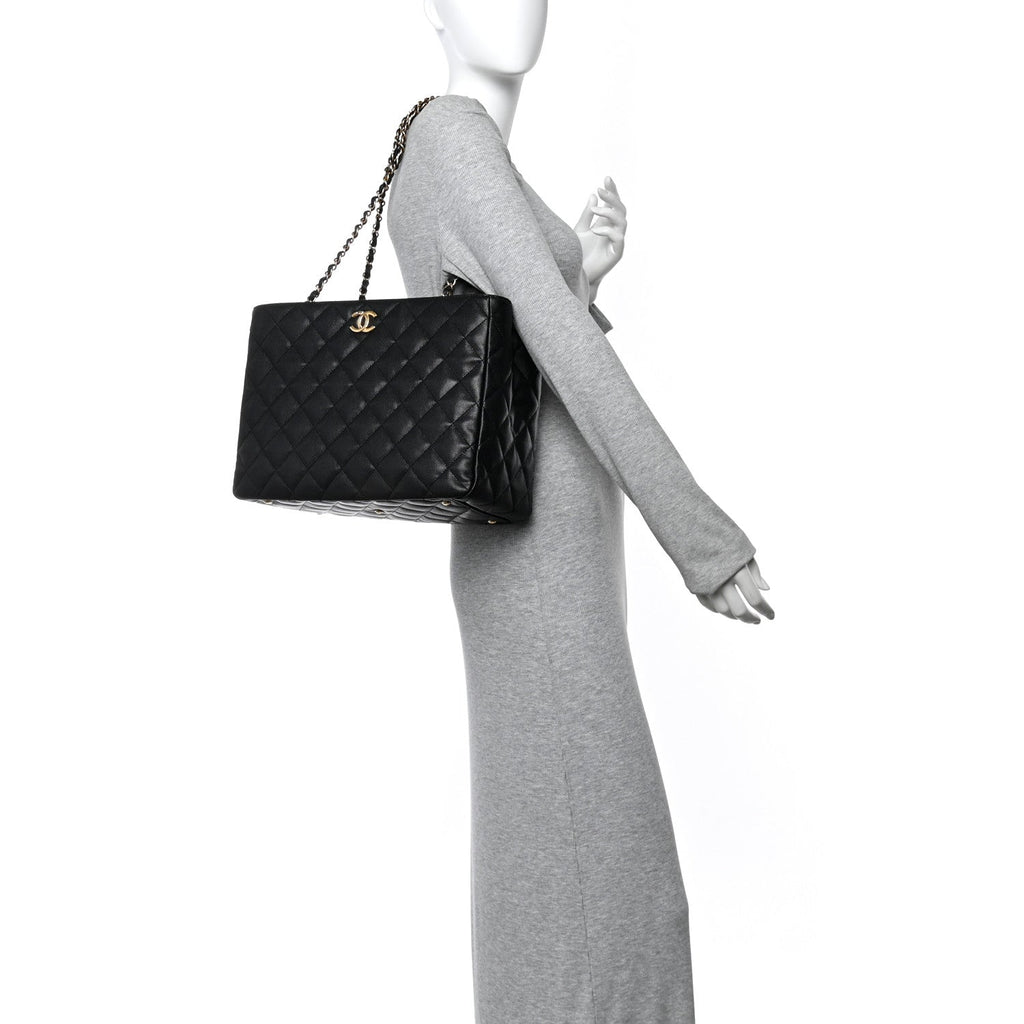 Chanel Caviar Quilted Small Shopping Tote Black