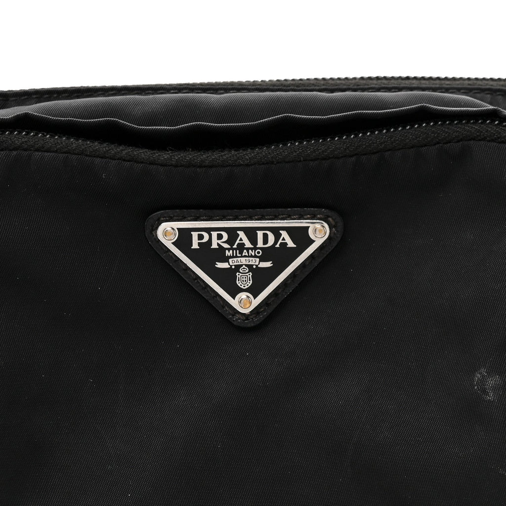 Prada Re-Nylon Saffiano Metal Triple Pocket Belt Bag Black