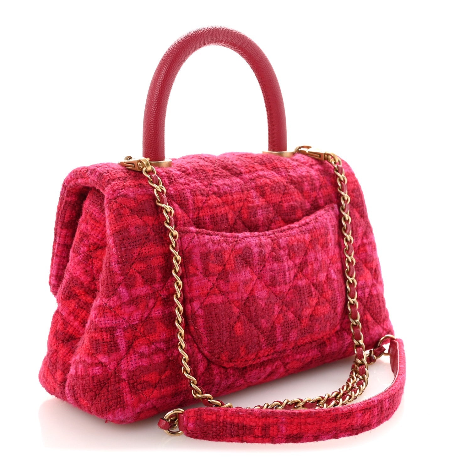 Chanel Tweed Mini Coco Handle Flap Fuchsia