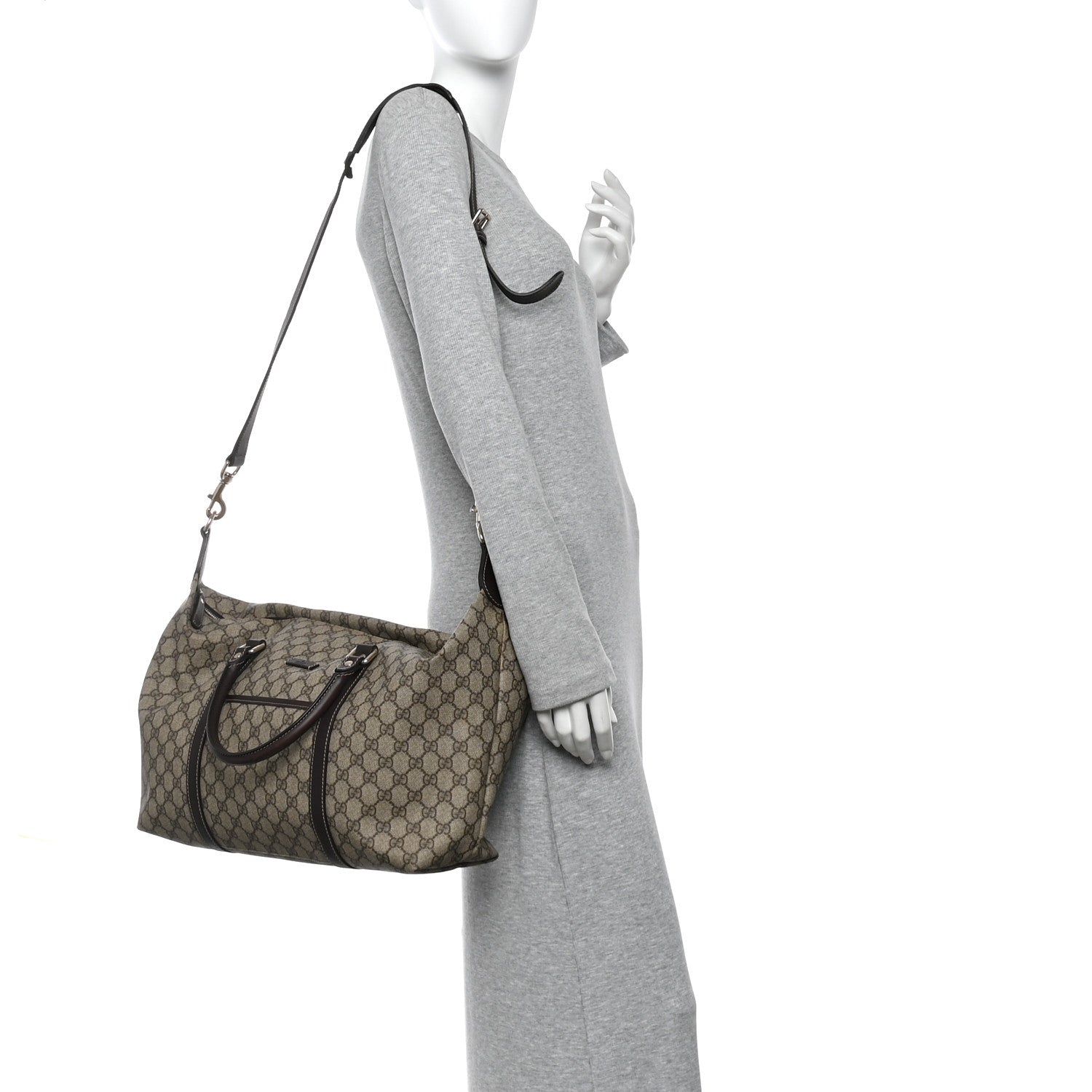 Gucci GG Plus Monogram Boston Carry On Duffle Bag Black