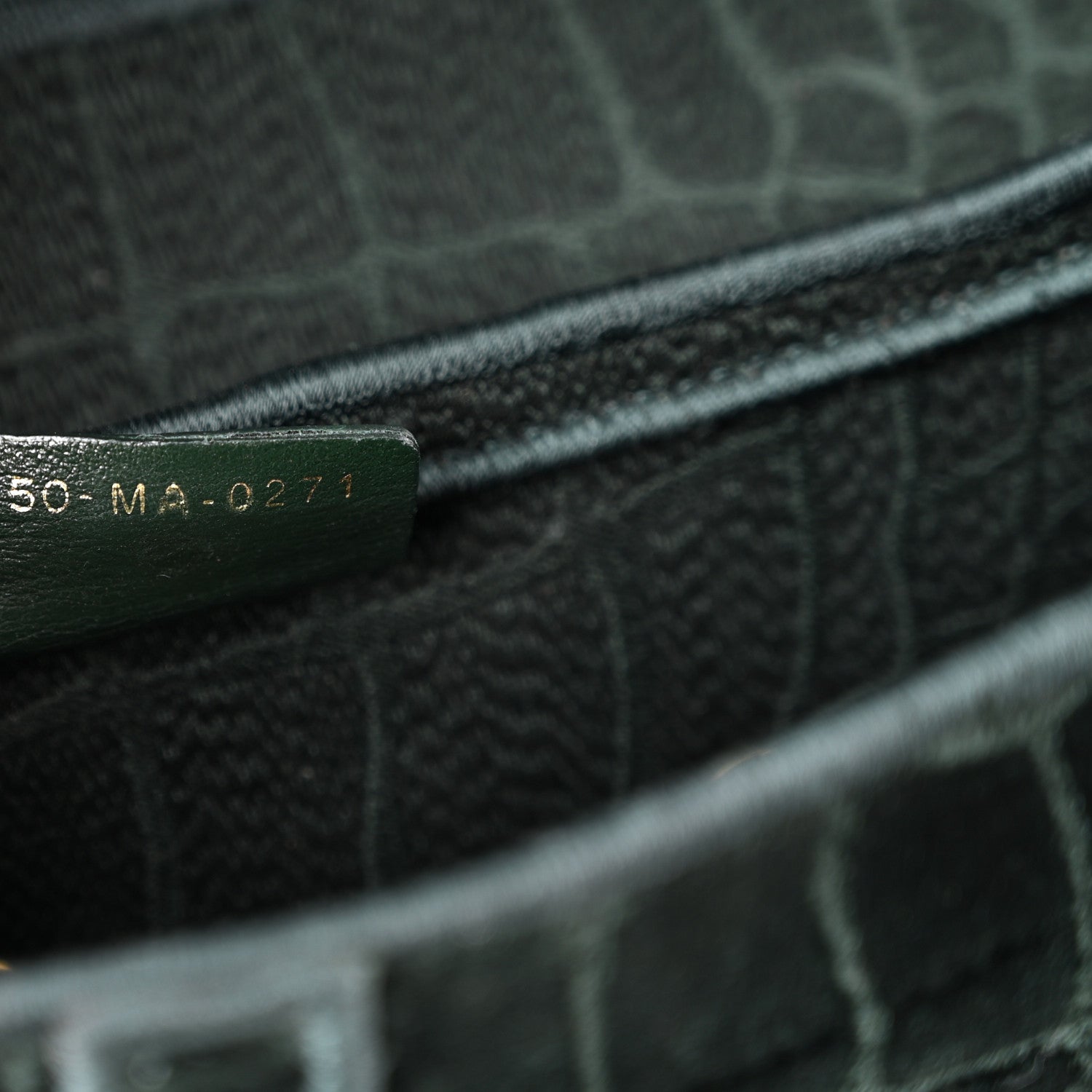Christian Dior Velvet Crocodile Effect Saddle Bag Green