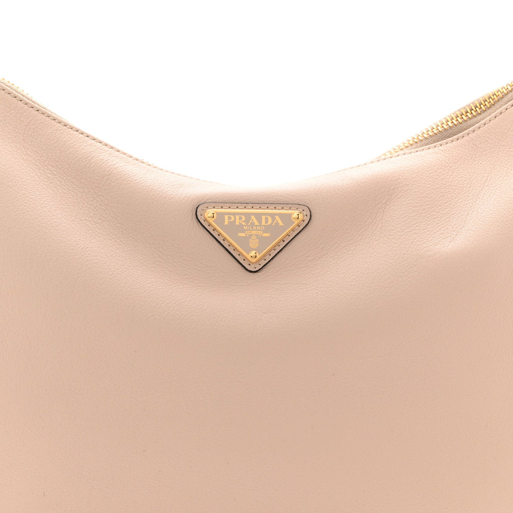 Prada Soft Calfskin Large Aimée Shoulder Bag Travertine