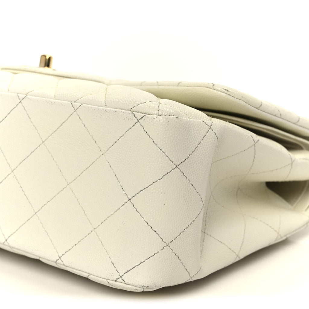 Chanel Caviar Quilted Jumbo Double Flap White