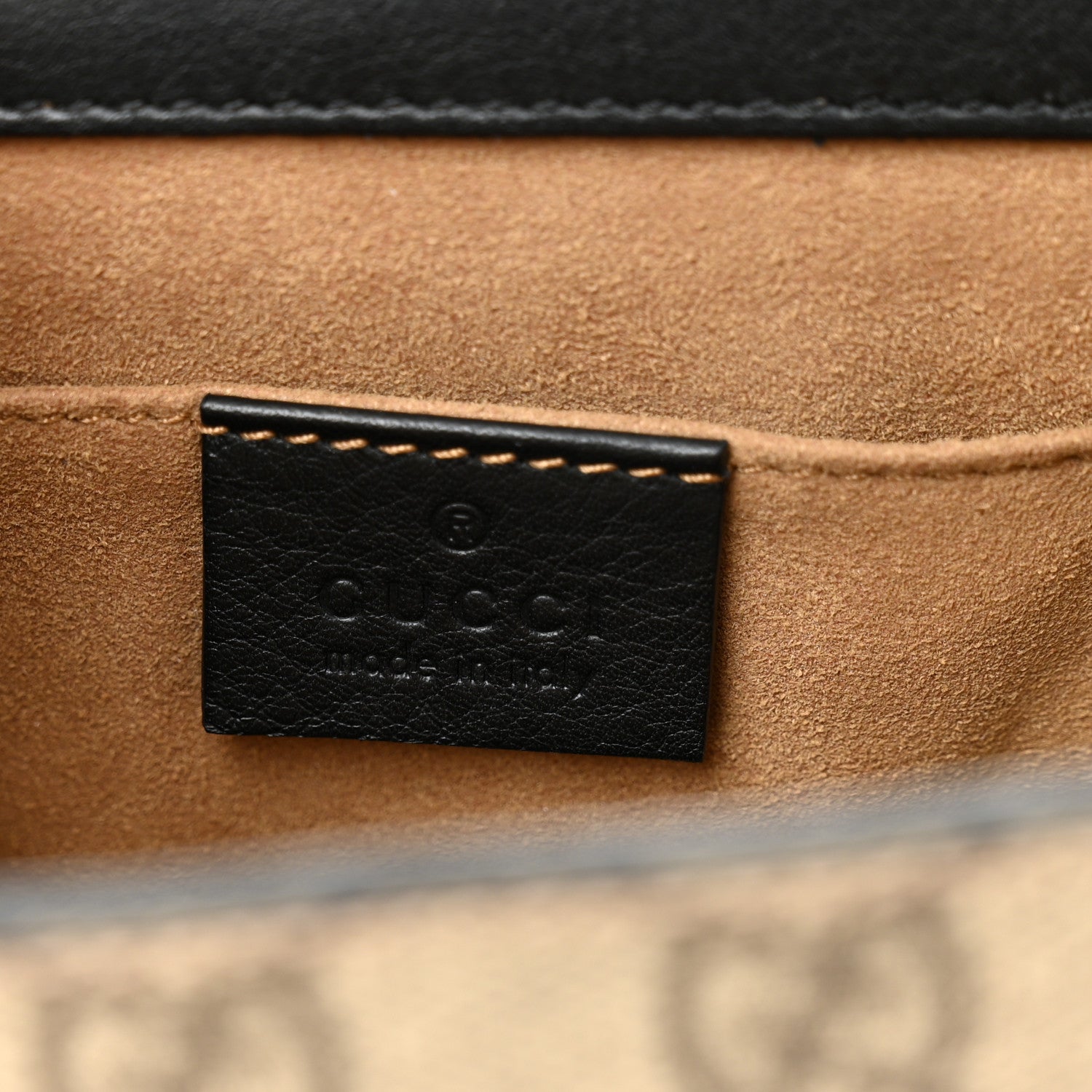 Gucci GG Supreme Monogram Calfskin Small Padlock Shoulder Bag Beige Black Cuir