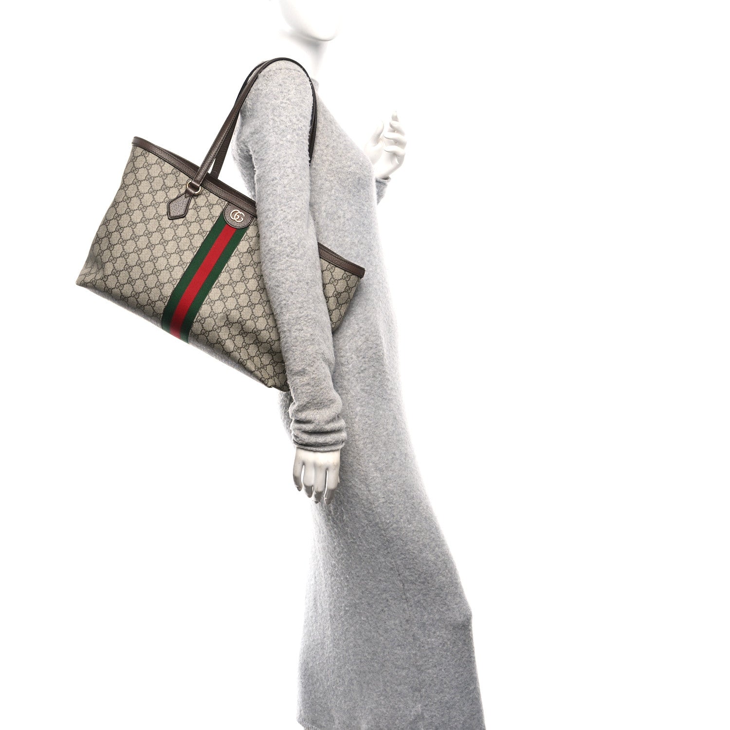 Gucci GG Supreme Monogram Medium Ophidia Shopping Tote Brown