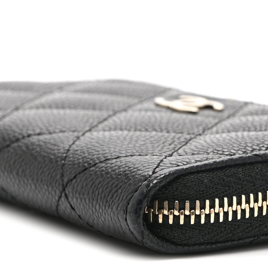 Caviar Quilted Zipped Key Holder Case Black