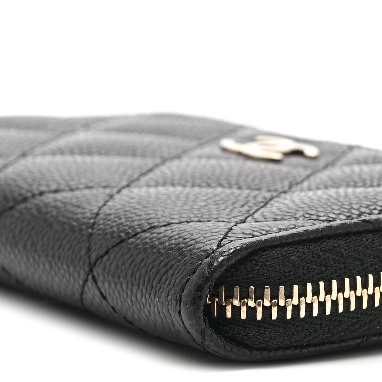 Caviar Quilted Zipped Key Holder Case Black