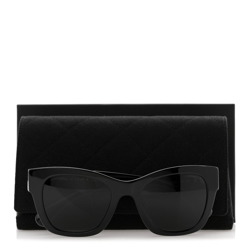 Acetate Square CC Heart Sunglasses 5478-A Black