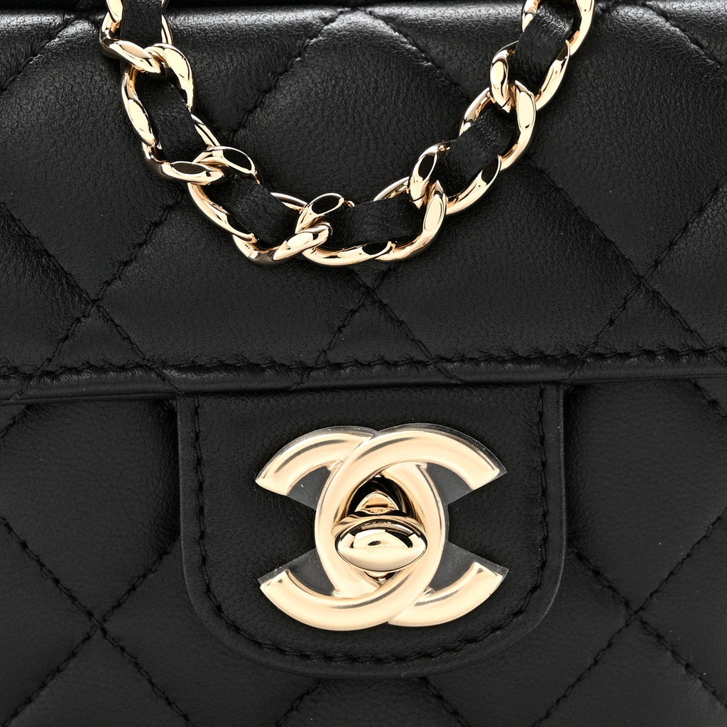 Chanel Lambskin Quilted CC In Love Heart Clutch With Chain Black