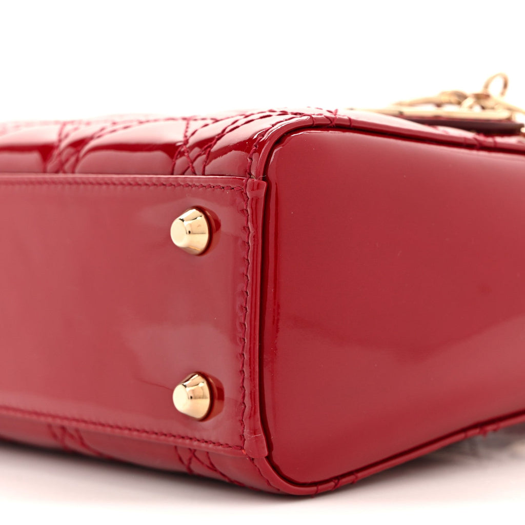 Christian Dior Patent Cannage Mini Lady Dior Red